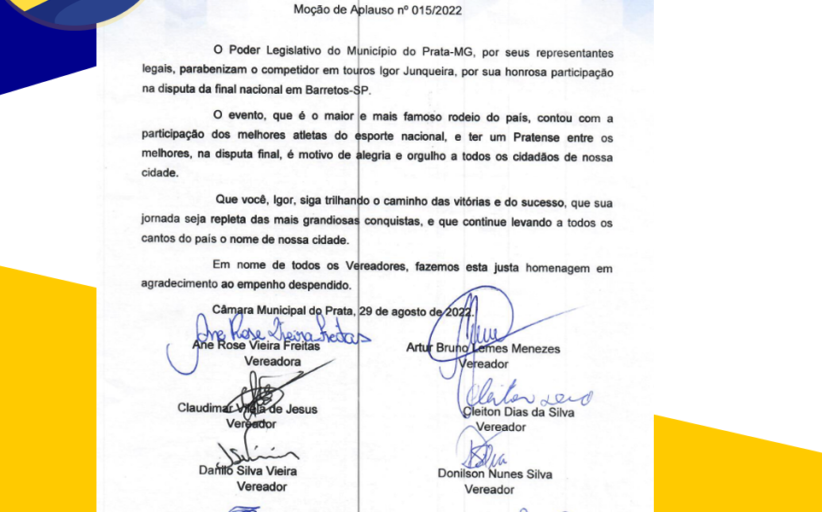 Câmara aprova Moção de aplauso 015/2022  e parabeniza competidor pratense do Rodeio de Barretos
